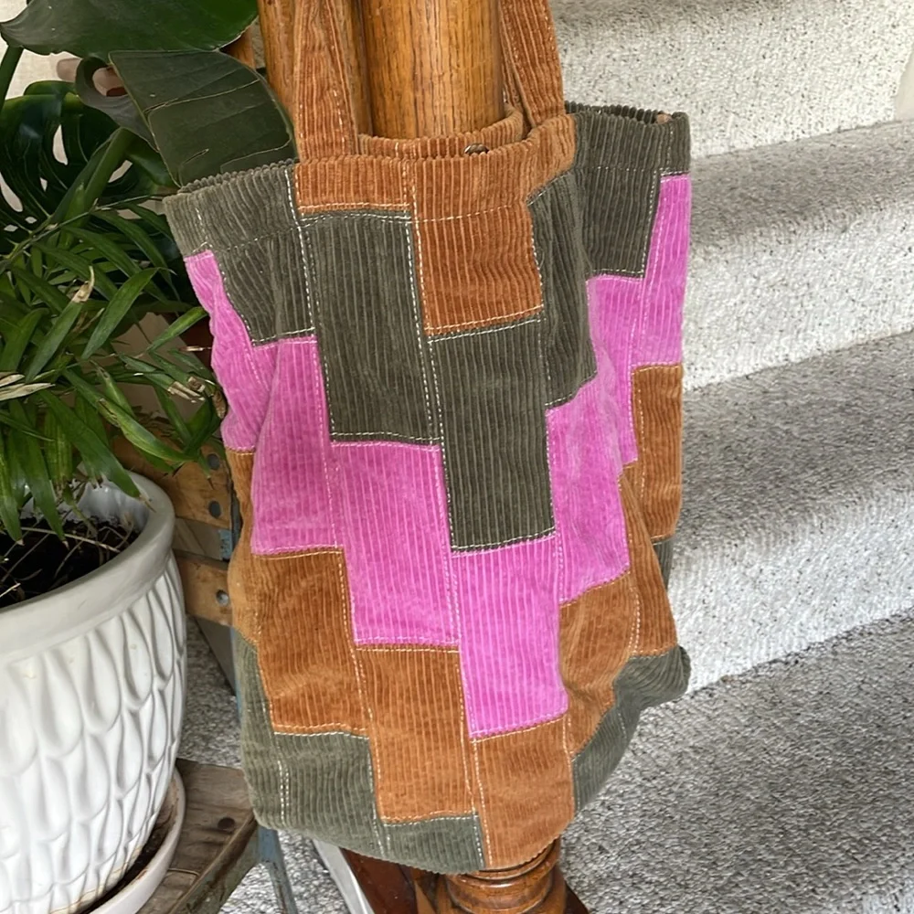 BDG Patchwork Tote Bag - Pink, Green, and Brown - Picture 5 of 14